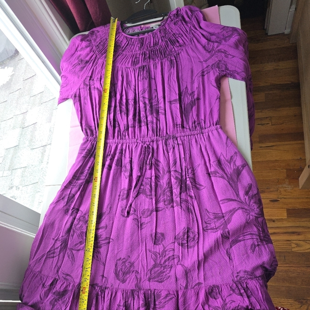 A New Day Pink And Purple Cottagecore Victorian Midi Dress with Pockets Size L - Picture 8 of 9